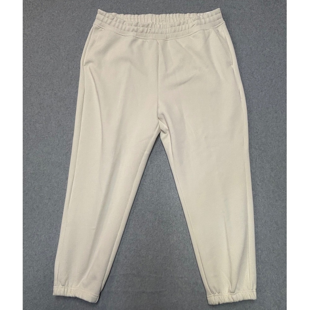 Calia Womens Soft Scuba Fleece High-Rise Jogger Pants Cream Ivory XXL New